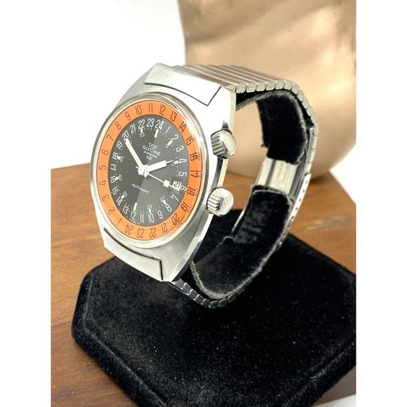 Glycine Airman SST Men's Watch Vintage Swiss Automatic Black Orange Dial - Picture 13 of 13